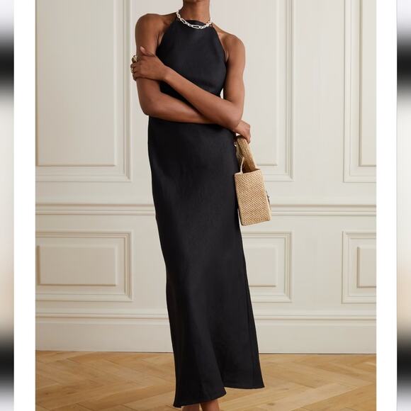 Reformation Black Open Back Linen Selia Maxi Dress XL - Picture 11 of 12